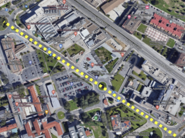 Trazado del carril bici según el proyecto del Ayuntamiento de Pamplona.